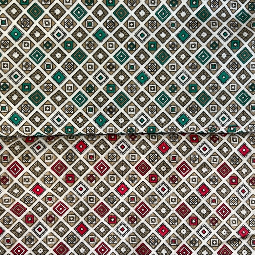 TWO NWT Vintage MCM Avondale Cotton Flannel Fabric Print Retro Sample 2 Yard 46"